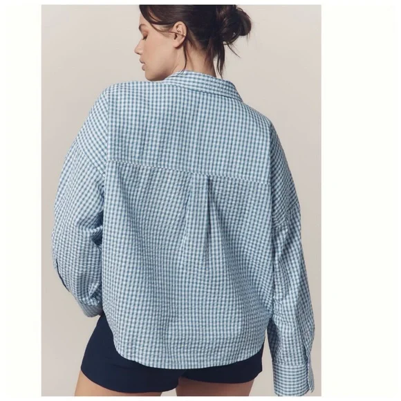 NWT Anthropologie Maeve Long-Sleeve Patchwork Tea Towel Buttondown Shirt 2X - Picture 7 of 17